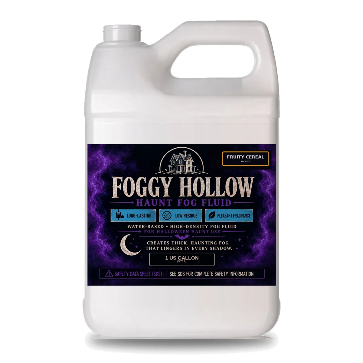Foggy Hollow Haunt Fog Fluid, Fruity Cereal scent, 1 gallon jug
