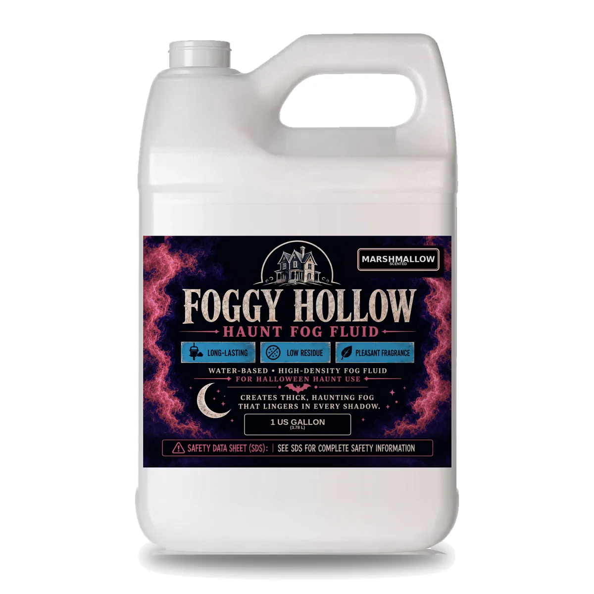 Foggy Hollow Haunt Fog Fluid, Marshmallow scent, 1 gallon jug